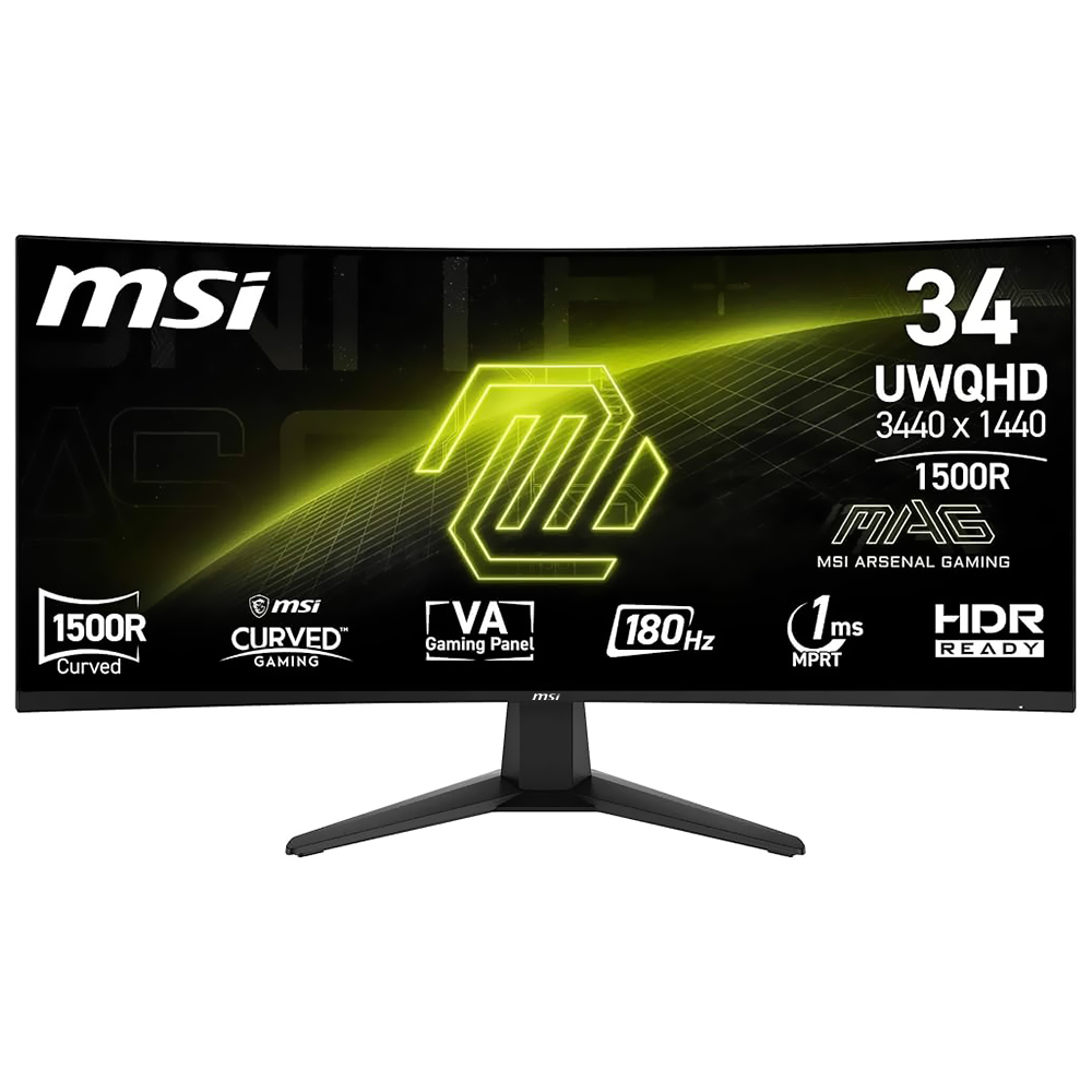 Monitor Gamer MSI Mag 346CQ 34" UWQHD Curvo 180Hz / 1Ms - Preto