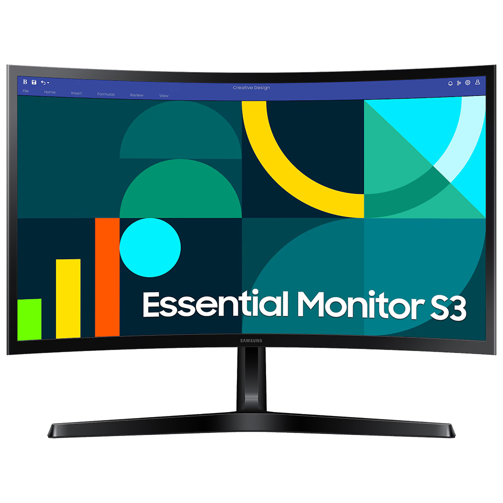 Monitor Gamer Samsung Essential S3 LS24D366GAN 23.5" Full HD Curvo IPS 100Hz / 4Ms - Preto