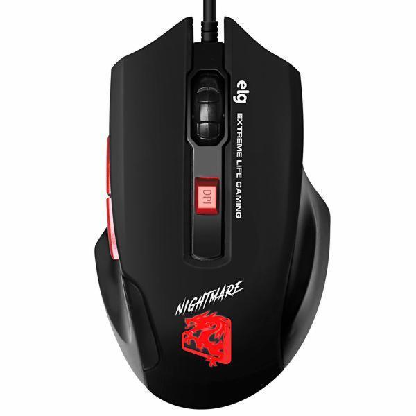 Mouse Gamer Elg MGNM Night Mare USB / LED - Preto