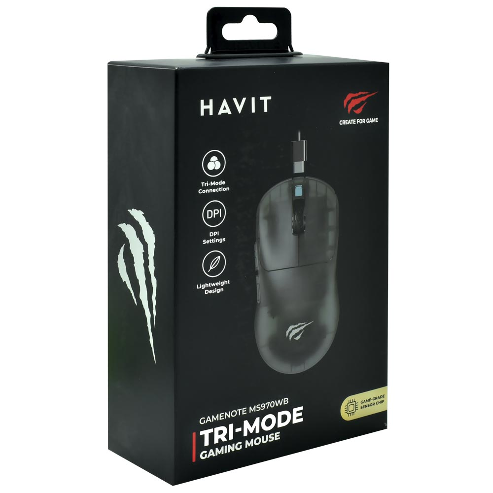 Mouse Gamer Havit Gamenote MS970WB Wireless - Preto Transparente