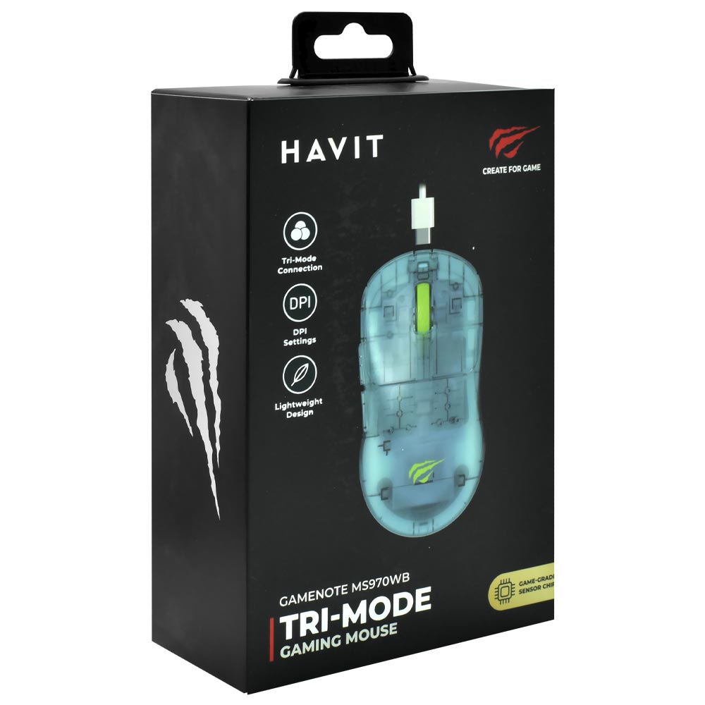 Mouse Gamer Havit Gamenote MS970WB Wireless - Verde Transparente