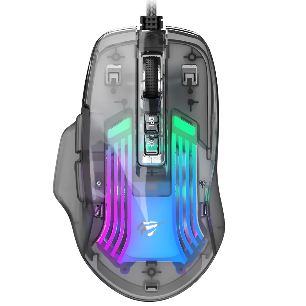 Mouse Gamer Havit MS1011SE GameNote USB / RGB - Preto / Transparente