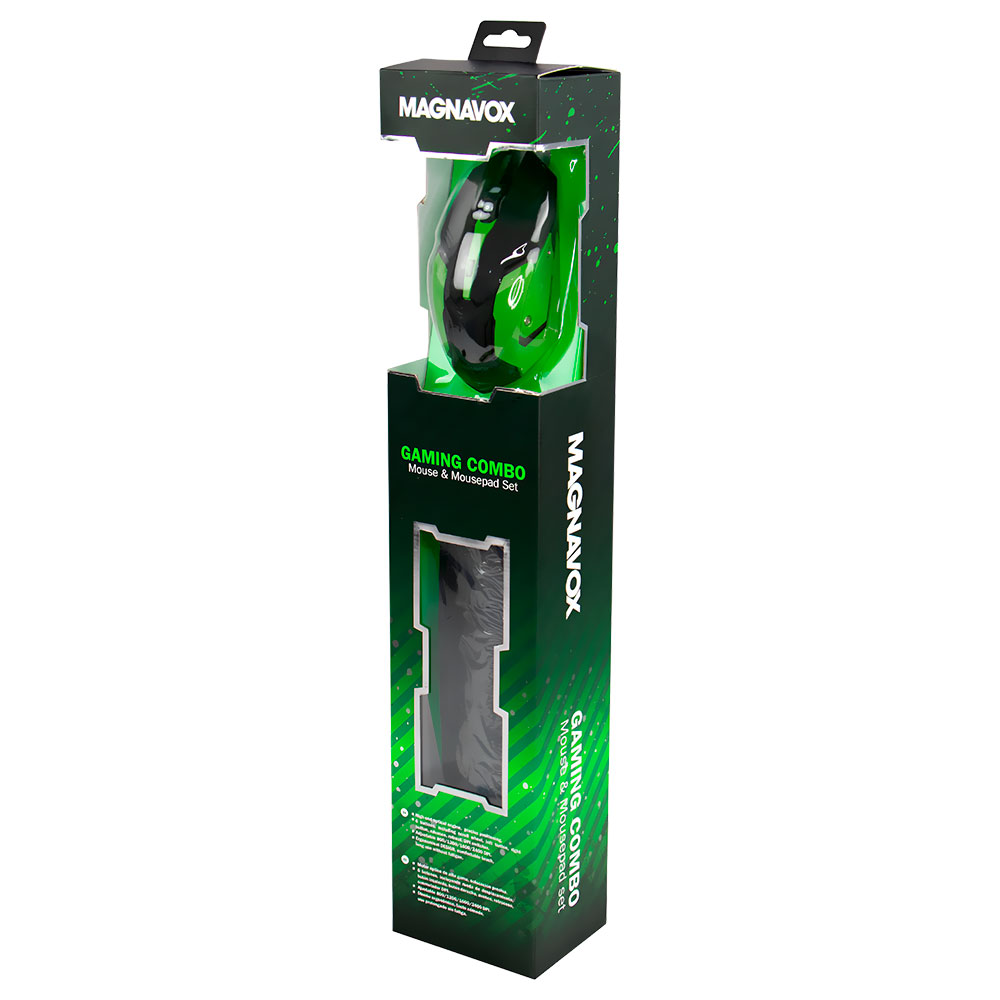 Mouse Gamer Magnavox MGA5209-MO - Preto / Verde + MousePad