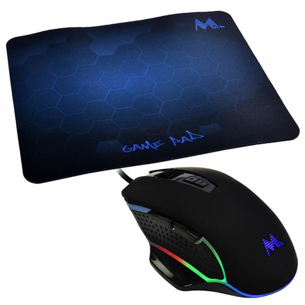 Mouse Gamer Mtek PG68 USB / RGB - Preto + MousePad