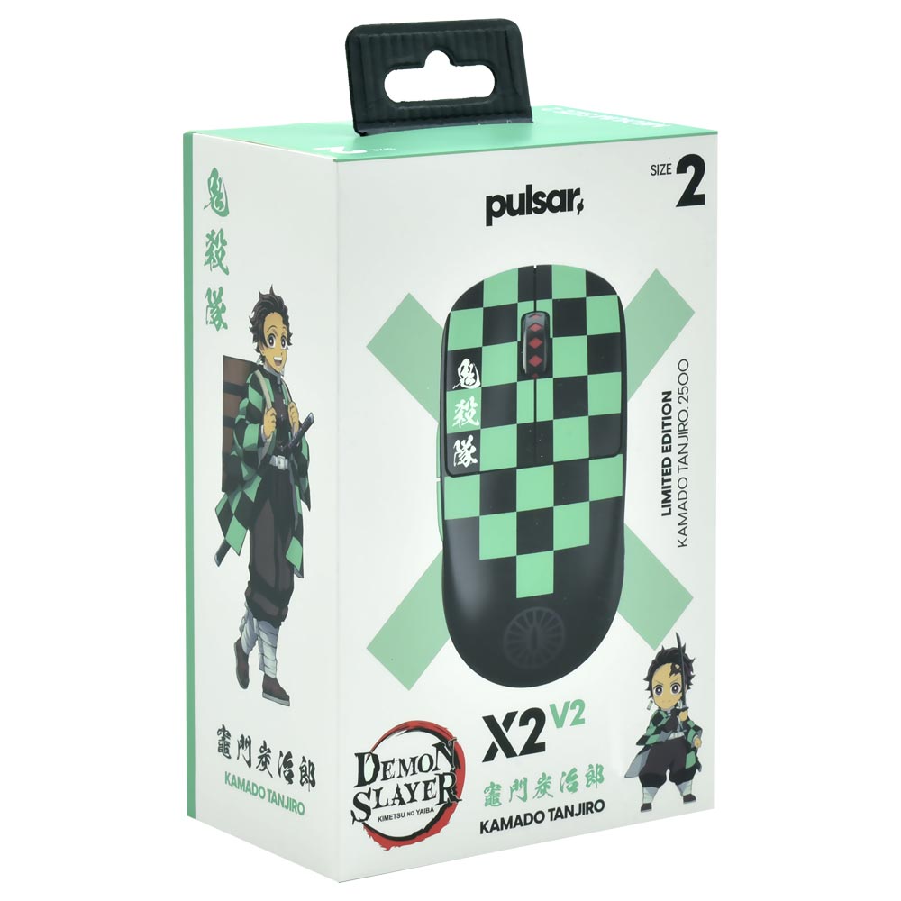 Mouse Gamer Pulsar X2V2 Kamado Tanjiro Medium Size2 Wireless - Preto / Verde (PX222TJ)