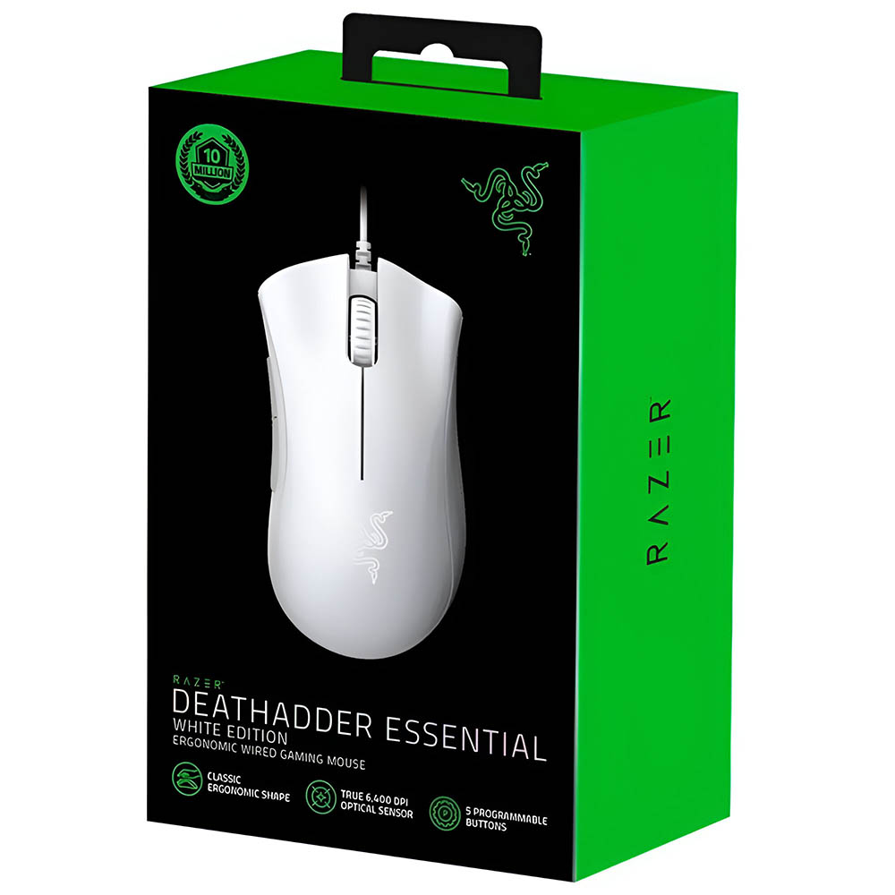 Mouse Gamer Razer Deathadder Essential Ergonomic USB - Branco (RZ01-03850200-R3U1)