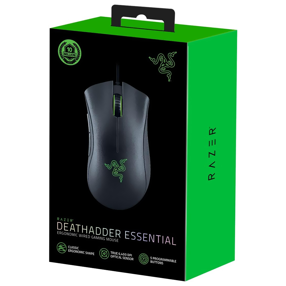 Mouse Gamer Razer Deathadder Essential Ergonomic USB - Preto (RZ01-03850100-R3M1)