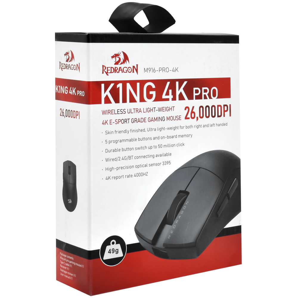 Mouse Gamer Redragon M916-PRO-4K K1NG 4K Pro Wireless - Preto