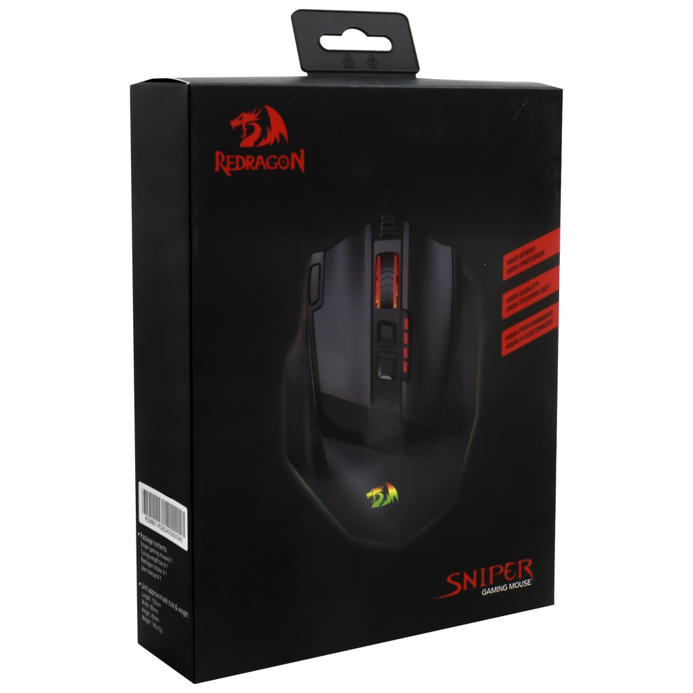 Mouse Gamer Redragon Sniper M801-RGB USB - Preto