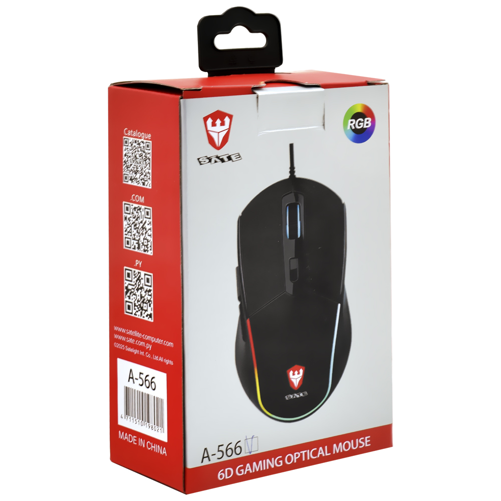 Mouse Gamer Satellite A-566 USB / RGB - Preto