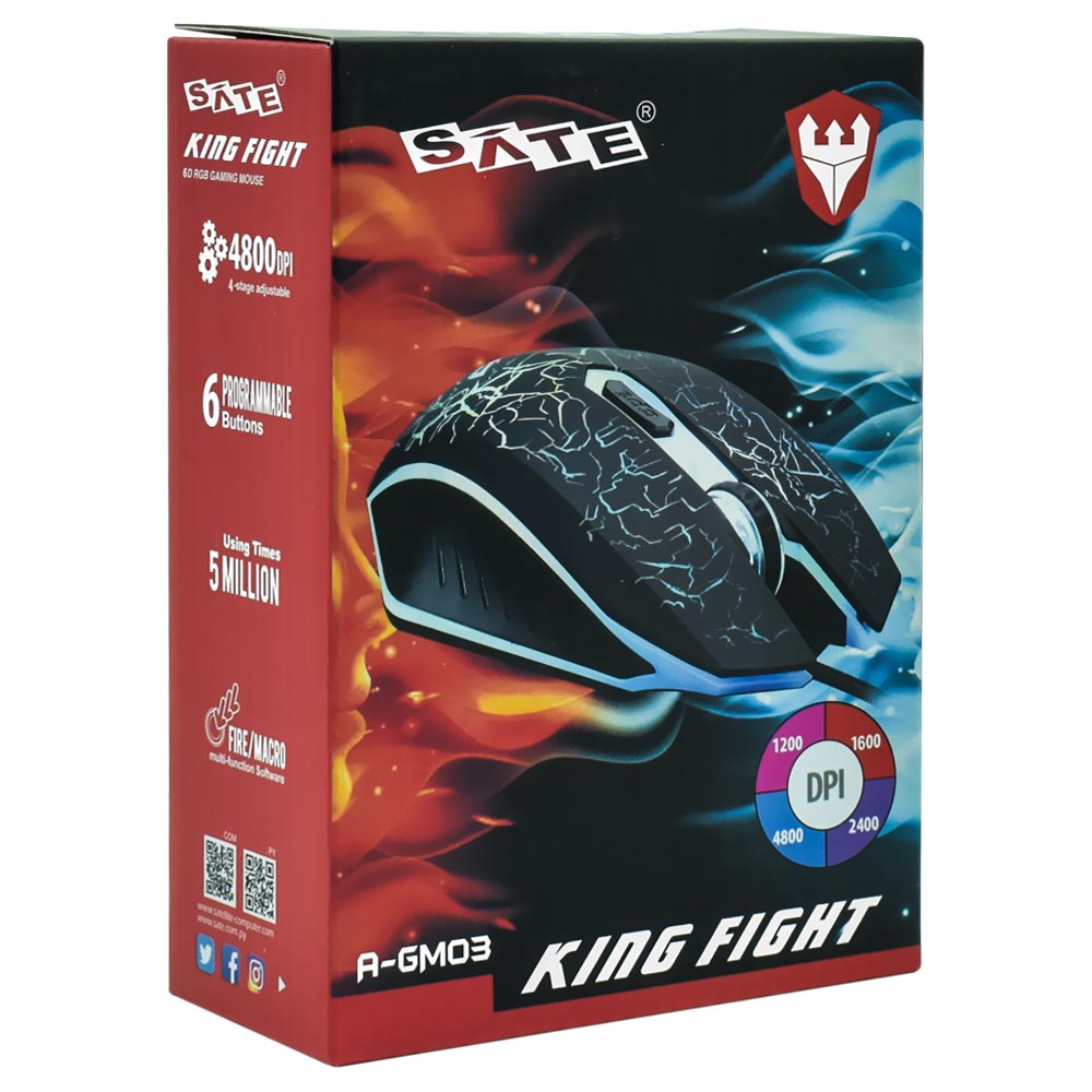 Mouse Gamer Satellite A-GM03 USB / RGB - Preto