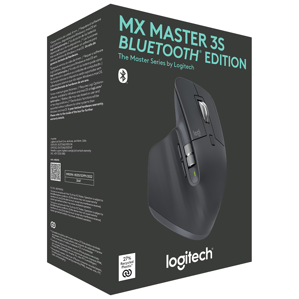 Mouse Logitech MX Master 3S Wireless / Bluetooth - Grafite (910-007502)