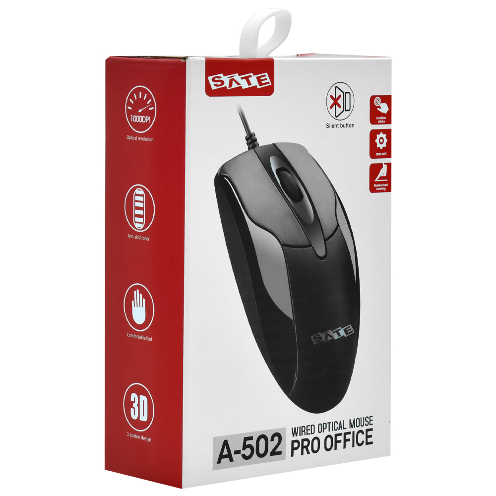 Mouse Satellite A-502 Silent Pro Office USB - Preto