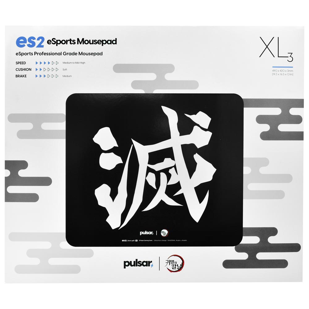 Mousepad Pulsar ES2 Demon Slayer XL3 Gaming 490x420MM 3MM Preto - PES23XLDS