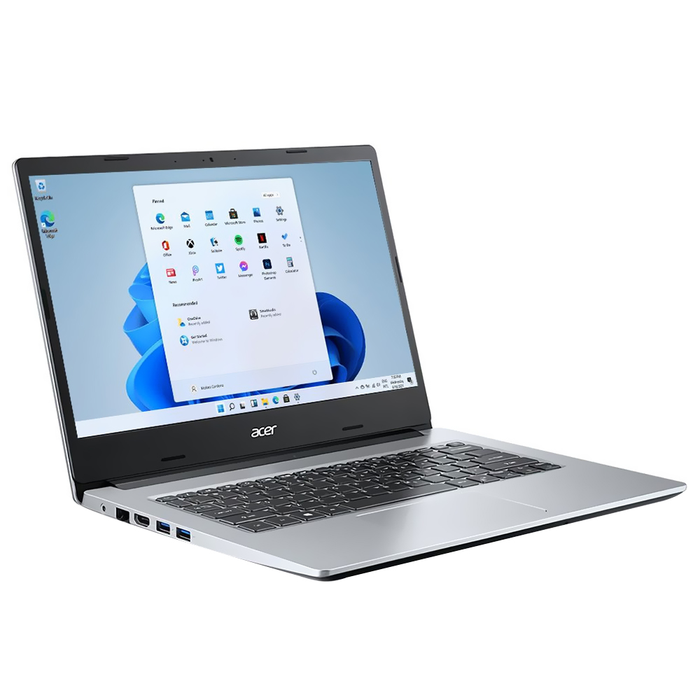 Notebook Acer Aspire 1 A114-33-C6W2 Intel Celeron N4500 Tela HD 14" / 4GB de RAM / 64GB eMMC - Pure Prata (Inglês)