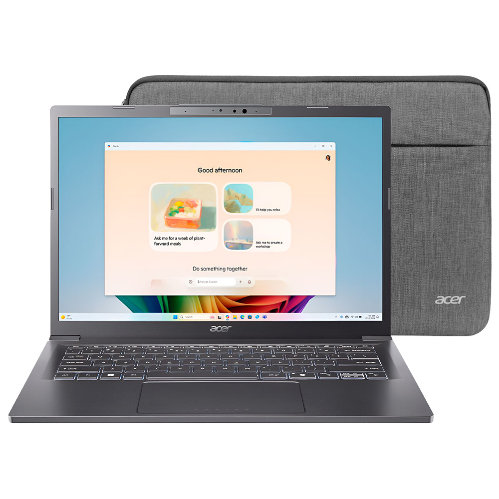 Notebook Acer Aspire 14 AI A14-52MT-59DP Intel Core Ultra 5 226V Tela Touch WUXGA 14" / 16GB de RAM / 1TB SSD - Steel Cinza (Inglês)