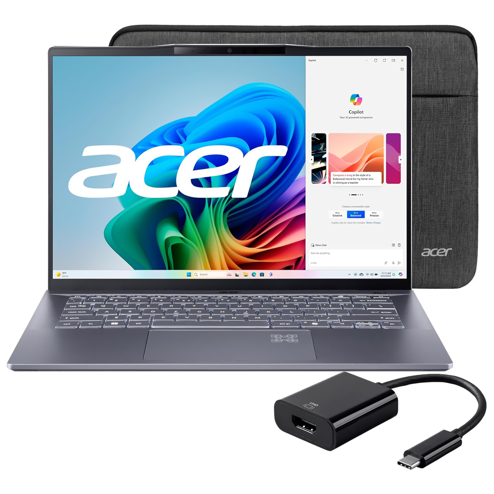 Notebook Acer Swift 14 AI SF14-11T-X3RZ Snapdragon X Elite Tela Touch WQXGA 14.5" / 16GB de RAM / 1TB SSD - Steel Cinza