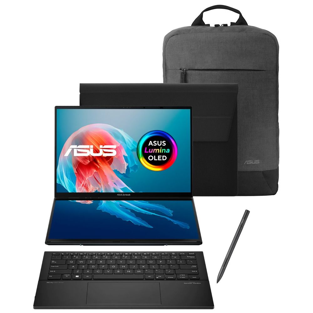 Notebook ASUS Zenbook Duo 14 UX8406MA-PZ026W Intel Core Ultra 9 185H Tela Touch OLED WQ+ 14.0" / 32GB de RAM / 1TB SSD - Inkwell (Inglês)