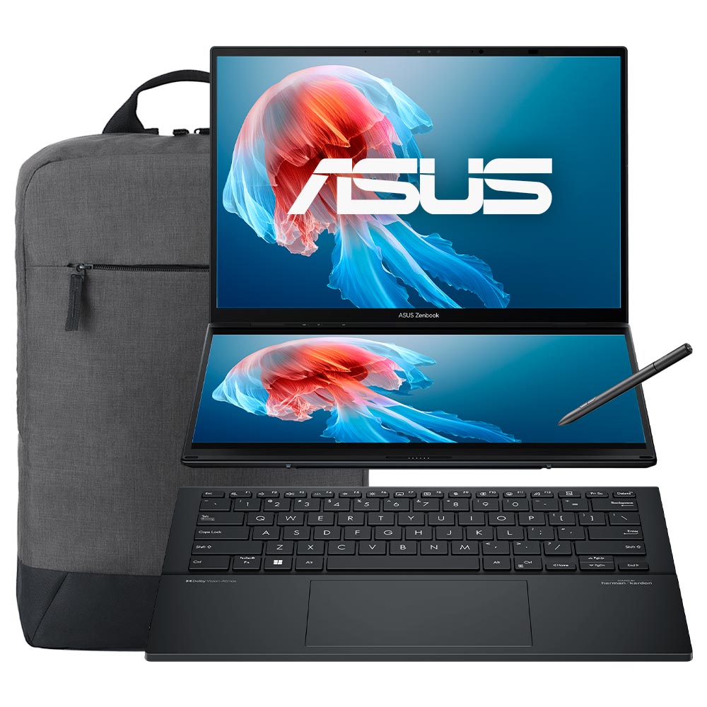 Notebook ASUS Zenbook Duo Touchscreen UX8406 UX8406MA-DS76T Intel Core Ultra 7 155H Tela Touch OLED WUXGA 14.0" / 16GB de RAM / 1TB SSD - Inkwell Cinza (Inglês)