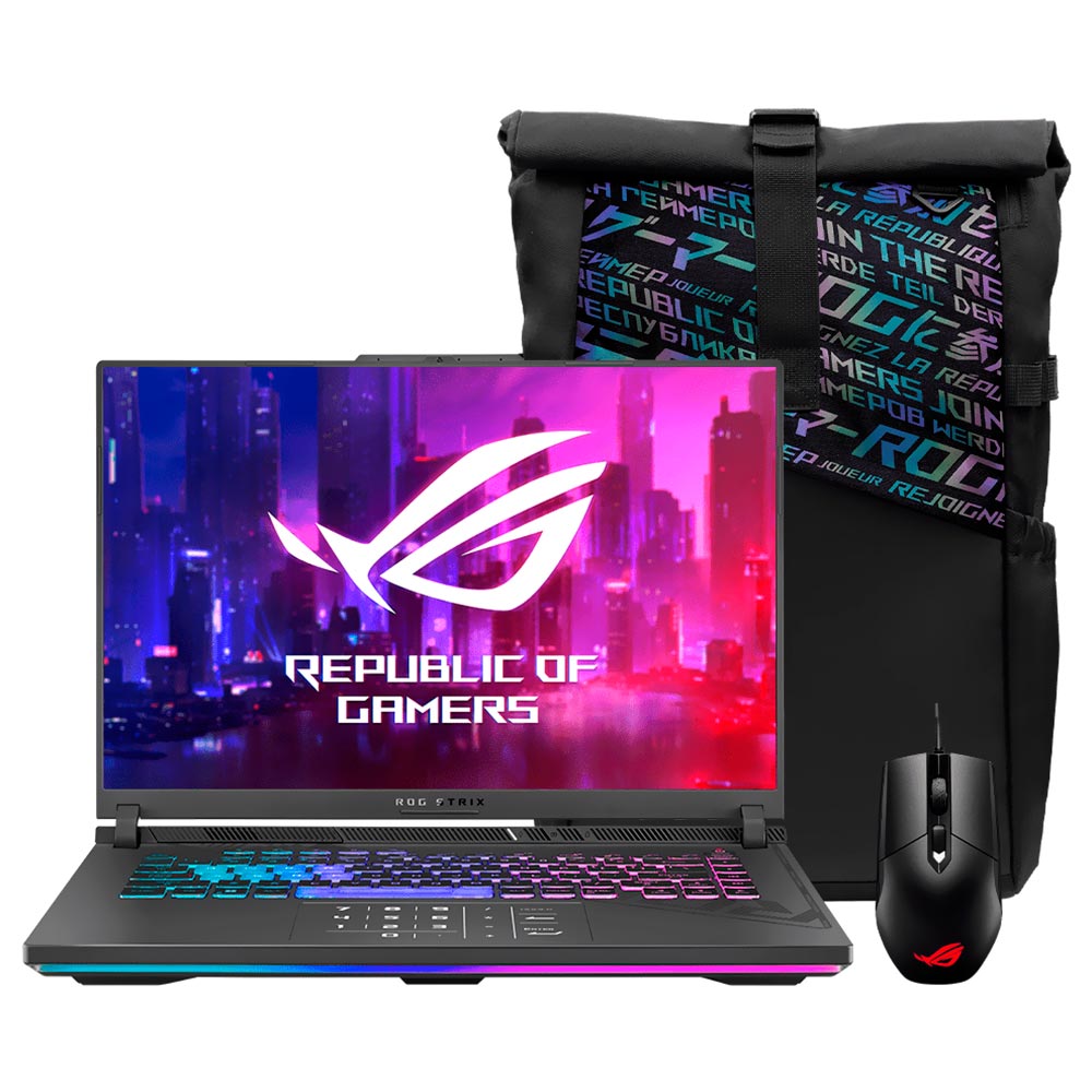 Notebook Gamer ASUS ROG Strix G16 G614JI-N3155W Intel Core i9 13980HX Tela WUXGA 16.0" / 16GB de RAM / 512GB SSD / GeForce RTX4070 8GB - Cinza (Inglês)