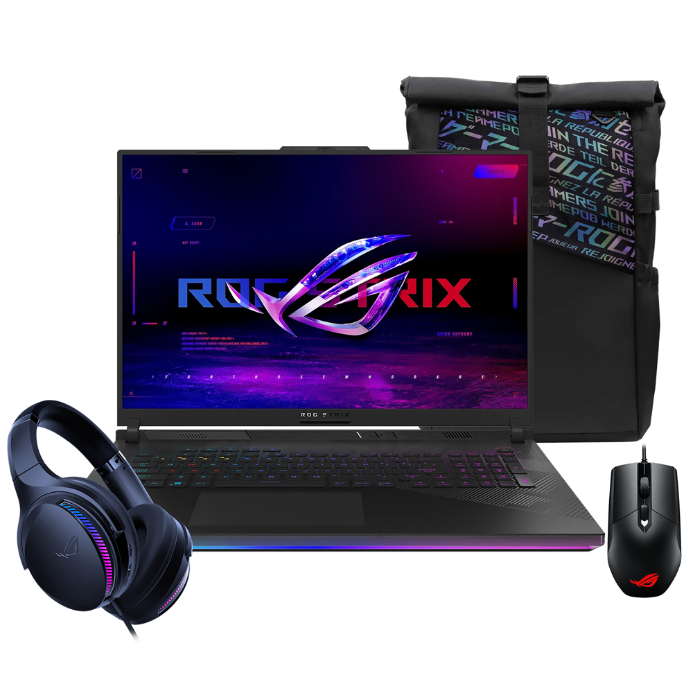 Notebook Gamer ROG Strix Scar 18 G834JYR-R6103W Intel Core i9 14900HX Tela WQXGA 18.0" / 64GB de RAM / 2TB SSD / GeForce RTX4090 16GB - Off Preto (Inglês)