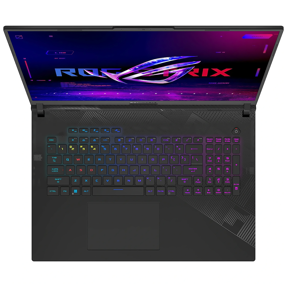 Notebook Gamer ROG Strix Scar 18 G834JYR-R6103W Intel Core i9 14900HX Tela WQXGA 18.0" / 64GB de RAM / 2TB SSD / GeForce RTX4090 16GB - Off Preto (Inglês)