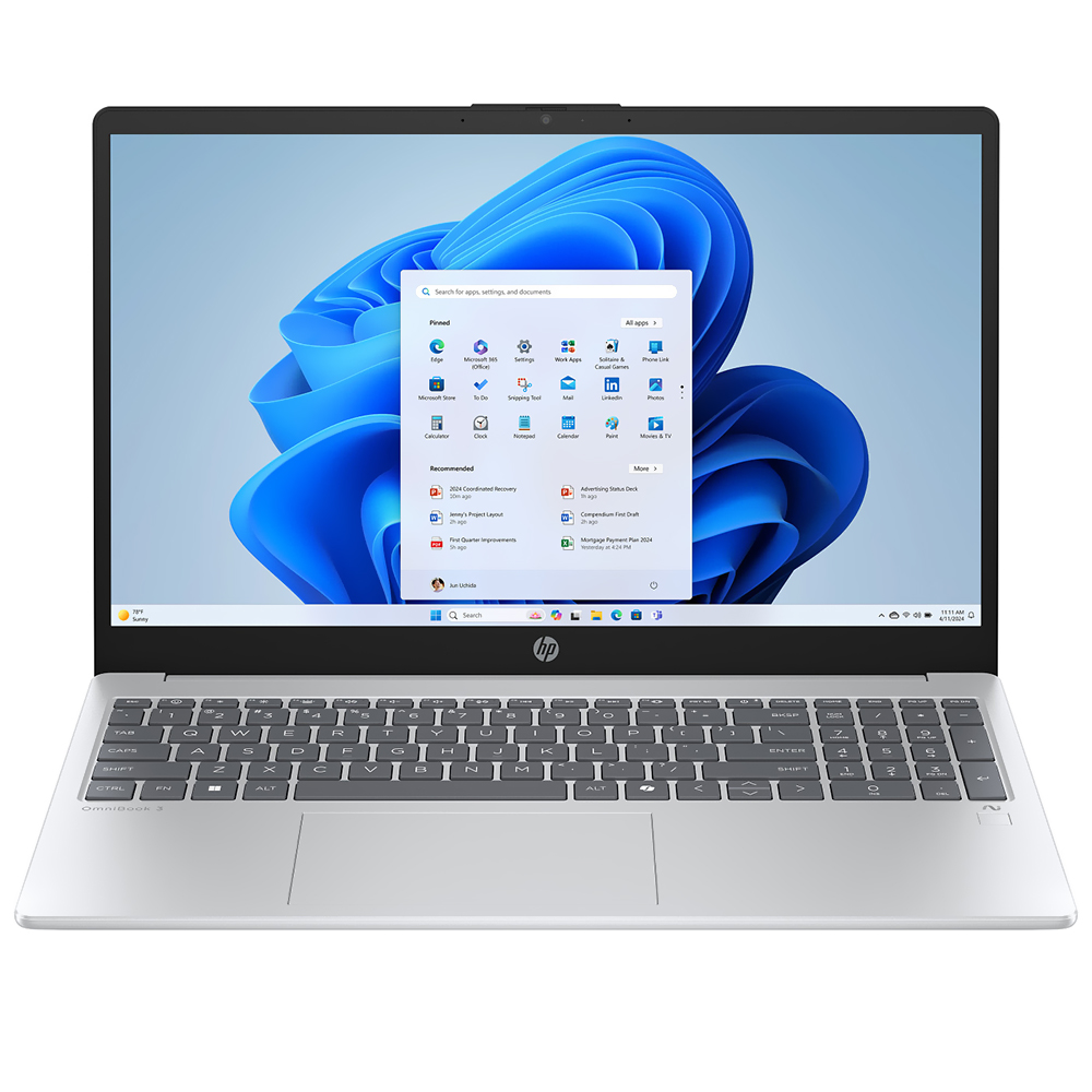 Notebook HP Omnibook 3 AI 15-FN0105DX AMD Ryzen AI 5 330 Tela Touch Full HD 15.6" / 16GB de RAM / 512GB SSD / Win11Home - Prata (Inglês)