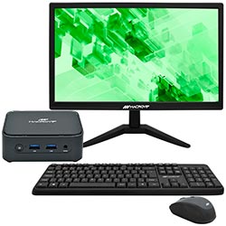 Mini PC Macrovip nanoBOX C1 Intel N100 de 0.8GHz / 8GB de RAM / 512GB SSD / Win11Pro - Preto + Monitor 20" / Teclado / Mouse
