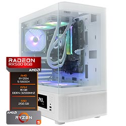 PC Montado Gamer AMD Ryzen 5 5600X de 4.6GHz 16GB de RAM / 256GB SSD / Radeon RX580 8GB - Branco