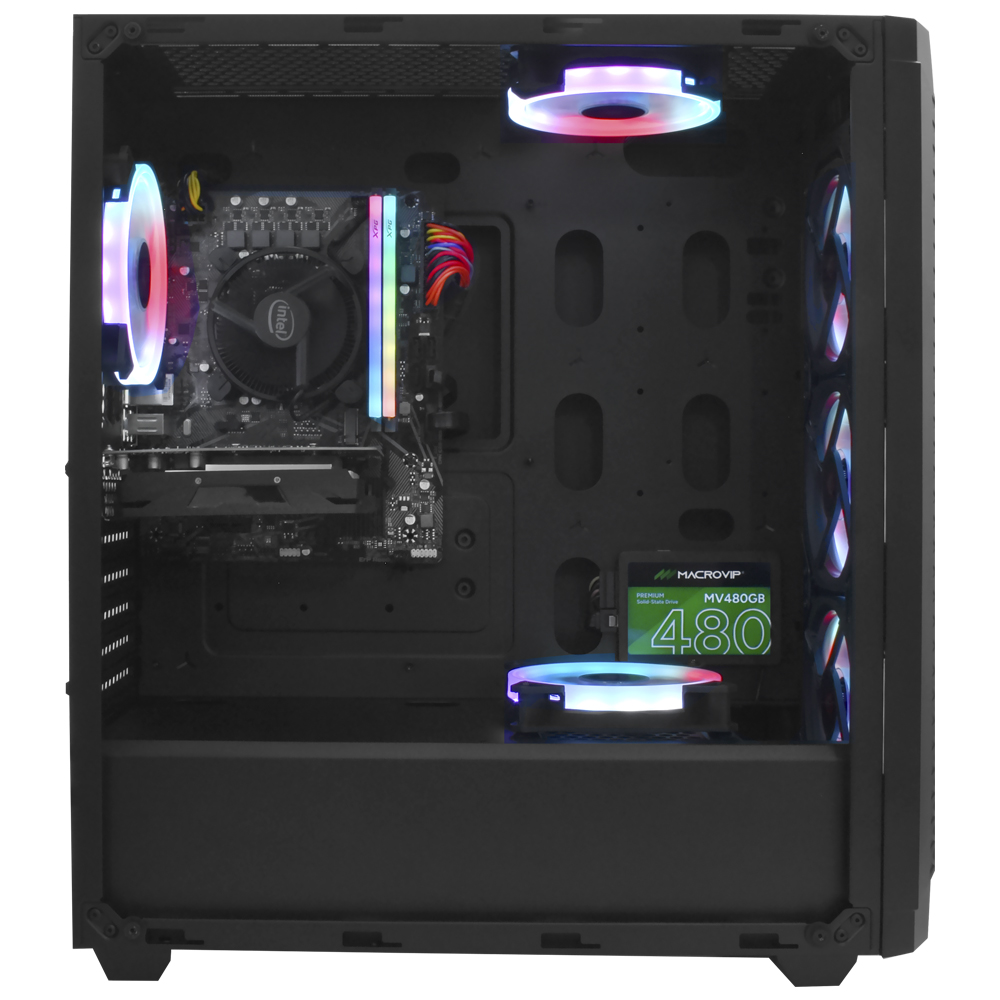 PC Montado Gamer Intel Core i3 10105F de 3.7GHz 16GB de RAM / 480GB SSD / GeForce GTX1050TI 4GB + Mouse / Teclado - Preto
