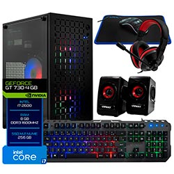 PC Montado Gamer Intel Core i7 2600 de 3.4GHz 8GB de RAM / 256GB SSD / GeForce GT730 4GB + Kit Gamer - Preto 