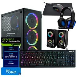 PC Montado Gamer Intel Core i7 3770 de 3.4GHz 16GB de RAM / 512GB SSD / GeForce GTX750TI 4GB + Kit Gamer - Preto