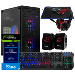 PC Montado Gamer Intel Core i7 3770S de 3.1GHz 8GB de RAM / 256GB SSD / GeForce GT730 4GB + Kit Gamer - Preto 