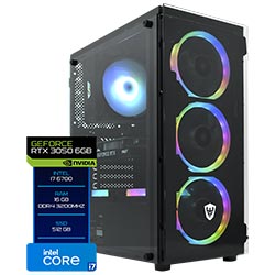 PC Montado Gamer Intel Core i7 6700 de 3.2GHz 16GB de RAM / 512GB SSD / GeForce RTX3050 6GB - Preto