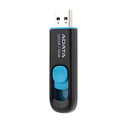 Pendrive ADATA UV128 16GB USB 3.2 - Preto / Azul (AUV128-16G-RBE)