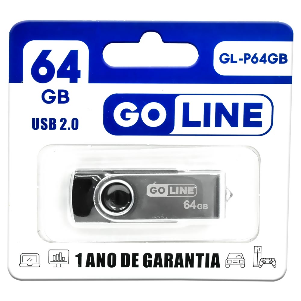 Pendrive Goline GL-64GB 64GB USB 2.0 - Preto / Prata