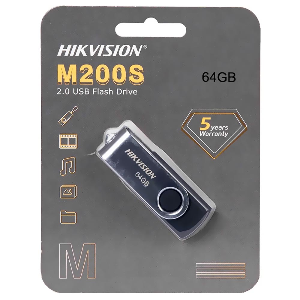 Pendrive Hikvision M200S 128GB USB 3.0 - Preto / Prata (HS-USB-M200S)