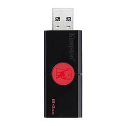 Pendrive Kingston 64GB USB 3.1 - Preto (DT106/64GB)