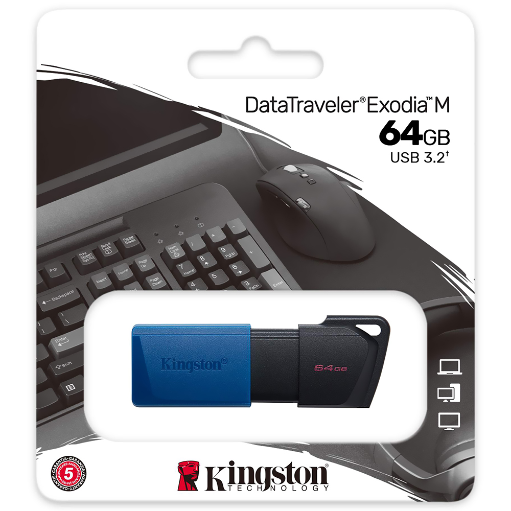 Pendrive Kingston 64GB USB 3.2 - Preto (DTXM/64GB)
