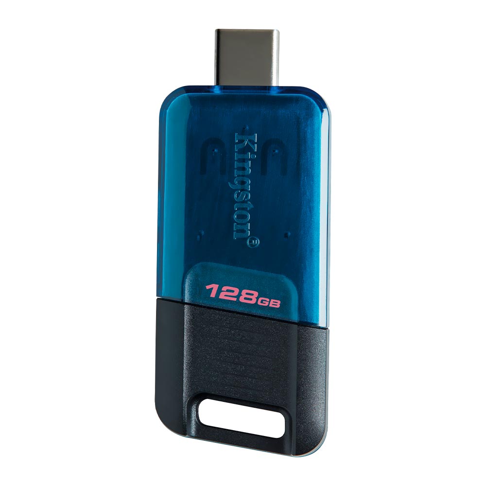 Pendrive Kingston DataTraveler 80M 128GB Type-C 3.2 - Preto / Azul (DT80M/128GB)