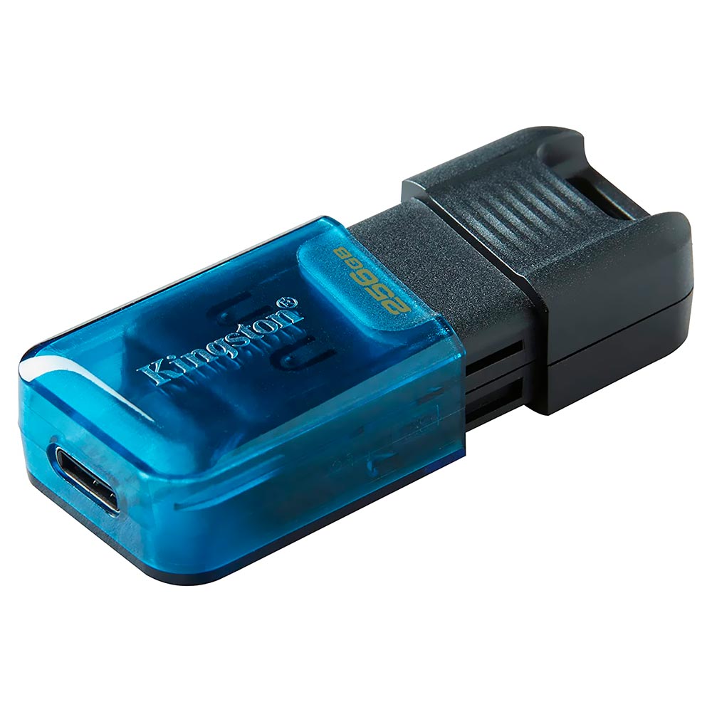 Pendrive Kingston DataTraveler 80M 256GB Type-C 3.2 - Preto / Azul (DT80M/256GB)