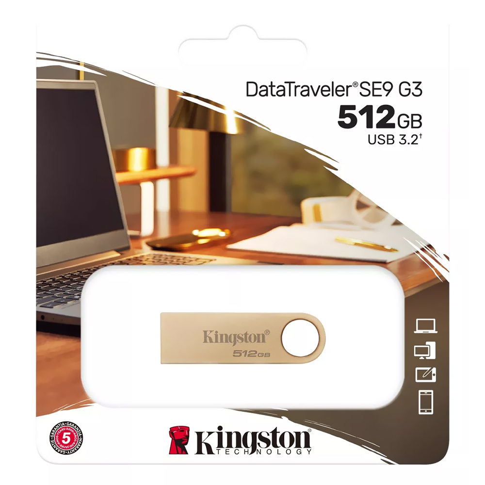 Pendrive Kingston DataTraveler SE9 G3 USB 3.2 - Dourado (DTSE9G3/512GB)