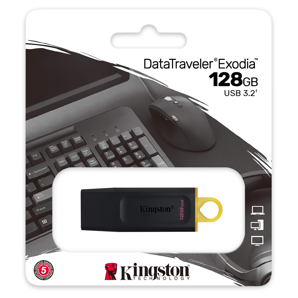Pendrive Kingston Exodia 128GB USB 3.2 - Preto (DTX/128GB) 