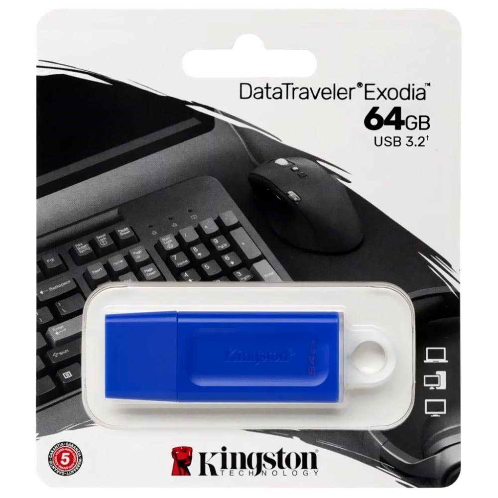 Pendrive Kingston Exodia 64GB USB 3.2 - Azul (KC-U2G64-7GB)