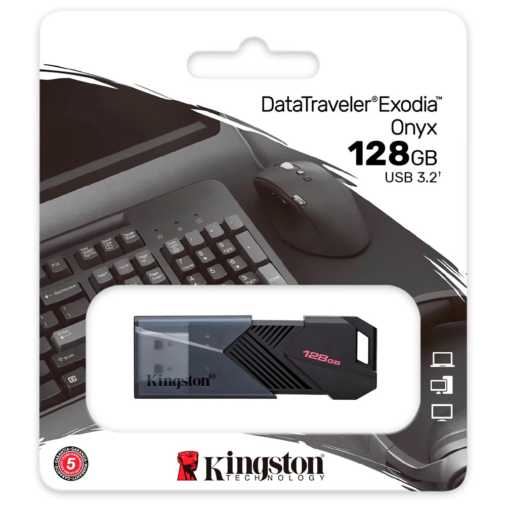 Pendrive Kingston Exodia Onyx 128GB USB 3.2 - Preto (DTXON/128GB)
