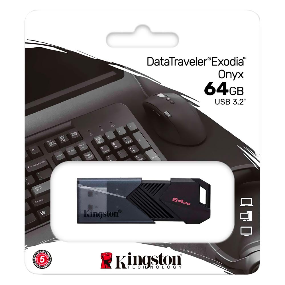 Pendrive Kingston Exodia Onyx 64GB USB 3.2 - Preto (DTXON/64GB)