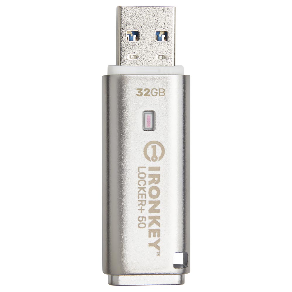 Pendrive Kingston Ironkey Locker+ 50 32GB USB 3.2 - Prata - (IKLP50/32GB)