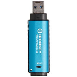 Pendrive Kingston IronKey Vault Privacy 50 16GB USB 3.2 - Azul (IKVP50/16GB)