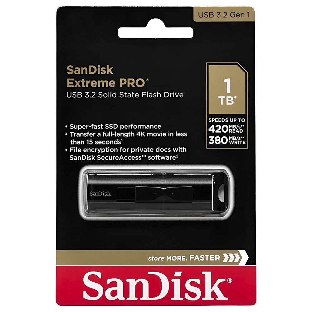 Pendrive SanDisk Extreme Pro 1TB USB 3.0 - Preto (SDCZ880-1T00-G46)
