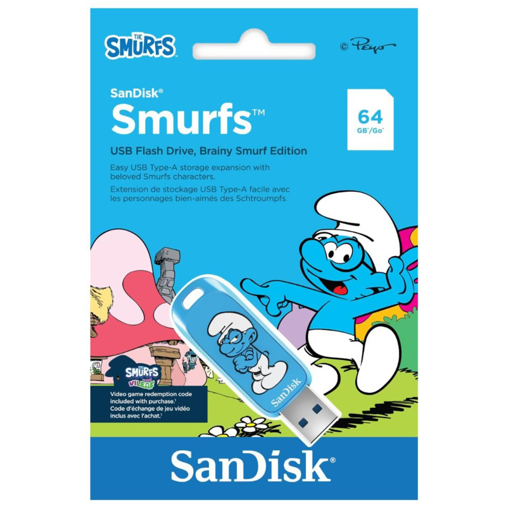 Pendrive SanDisk Smurfs 64GB USB 3.2 - Azul (SDCZIS-064G-G46)